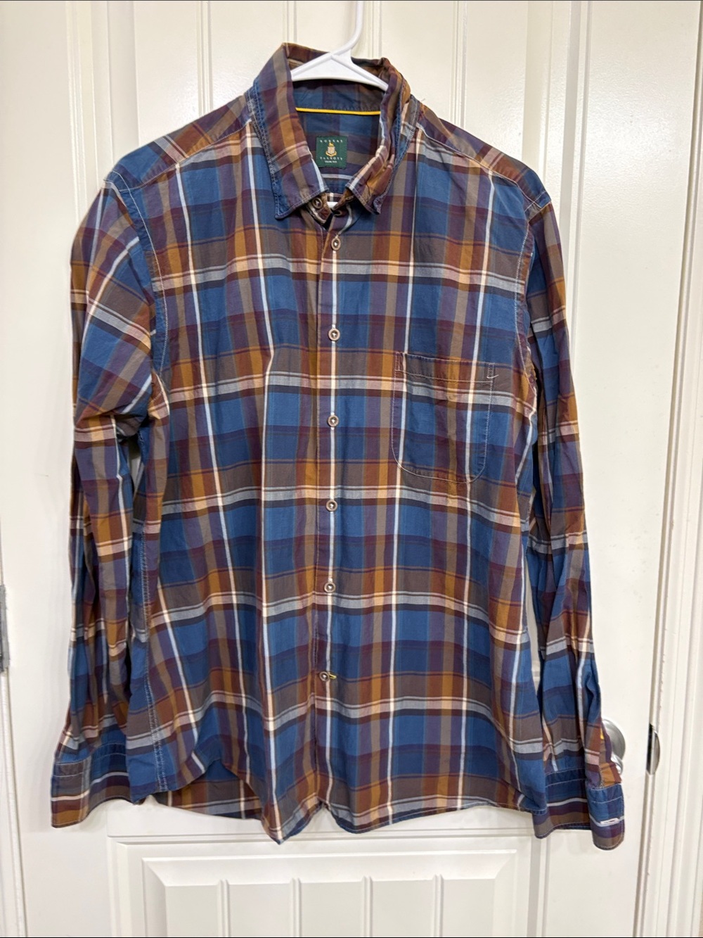 Robert Talbott Blue & Brown Plaid Button-Down Shirt